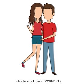 young couple standing avatars