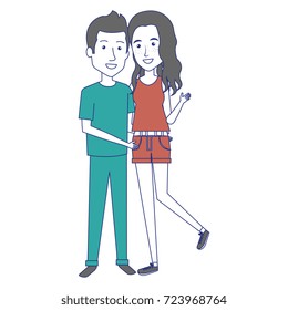 young couple standing avatars