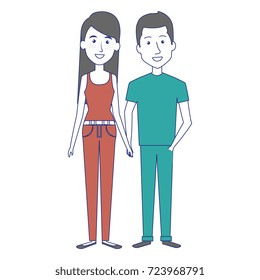 young couple standing avatars