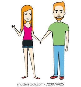 young couple standing avatars