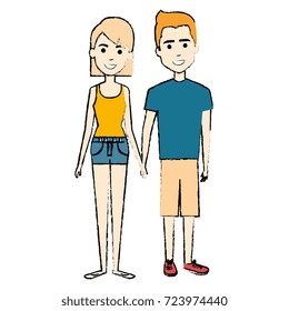 young couple standing avatars
