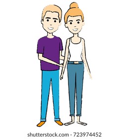young couple standing avatars