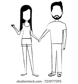 young couple standing avatars