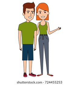 young couple standing avatars