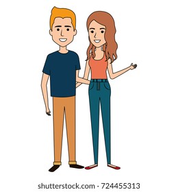 young couple standing avatars
