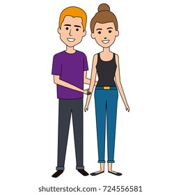 young couple standing avatars