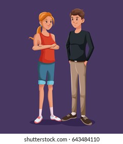 young couple standing fashion style