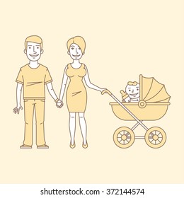 Young couple with stroller
