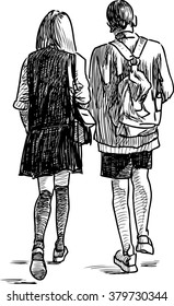 young couple strolling