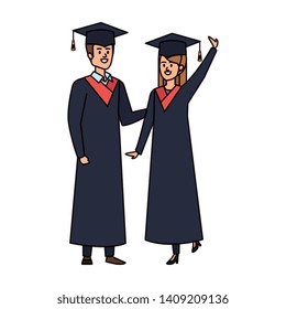 young couple students graduated celebrating