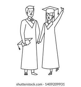 young couple students graduated celebrating