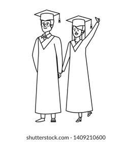 young couple students graduated celebrating