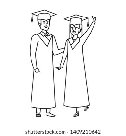 young couple students graduated celebrating