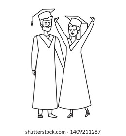 young couple students graduated celebrating