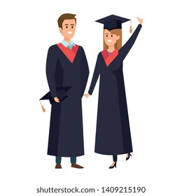 young couple students graduated celebrating