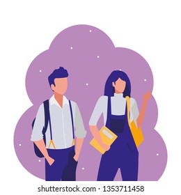 young couple students modeling