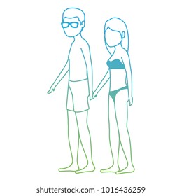 young couple in swimsuit characters