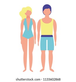 young couple with swimsuit icon