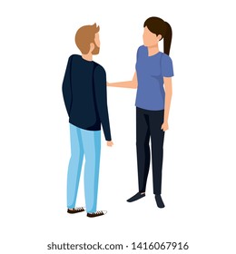 young couple talking avatars characters