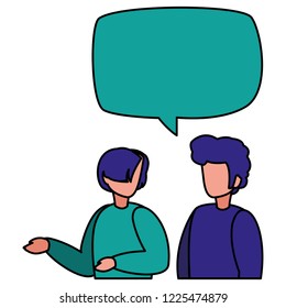 young couple talking characters