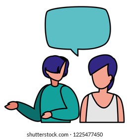 young couple talking characters
