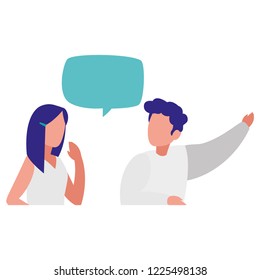 young couple talking characters