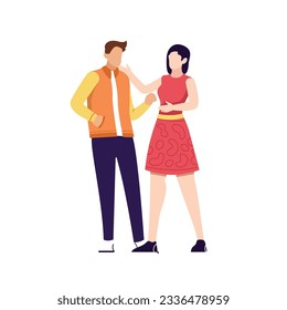 Young couple talking together. People communicate.  People talk ing. Flat  vector illustration 