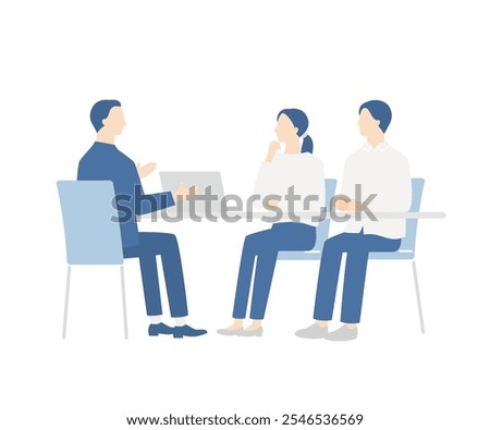 young couple talks about their life plans. Have a meeting with a male financial advisor.
