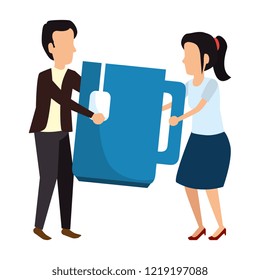 young couple with tea cup