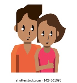 Young couple with thumb up cartoon profile isolated vector illustration graphic design