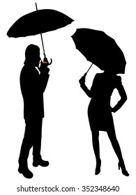Young couple with umbrella 