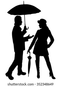 Young couple with umbrella 