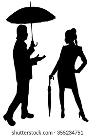 Young couple with umbrella 