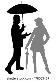 Young couple with umbrella 