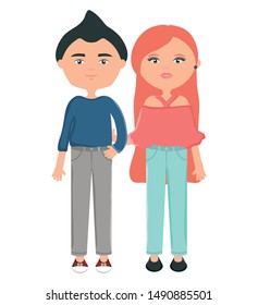 young couple urban style characters