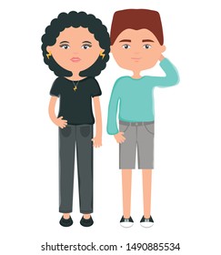 young couple urban style characters