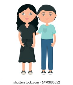 young couple urban style characters