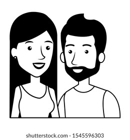 young couple urban style characters vector illustration design