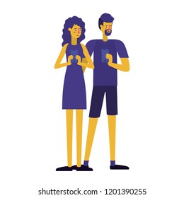 young couple using smartphone