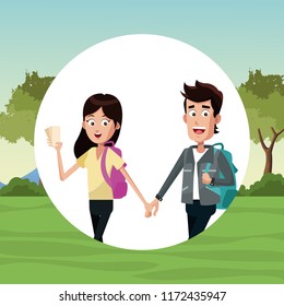 Young couple walking