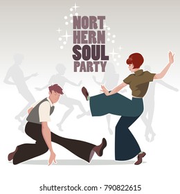 Young Couple Wearing Retro Clothes 60s, Dancing Northern Soul Or Mod Style