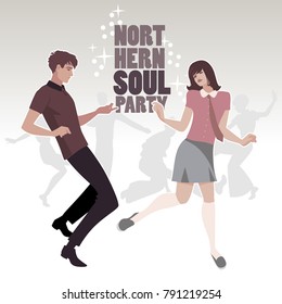 Young Couple Wearing Retro Clothes 60s, Dancing Northern Soul Or Mod Style