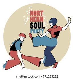 Young Couple Wearing Retro Clothes 60s, Dancing Northern Soul Or Mod Style