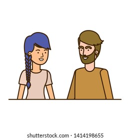 young couple in white background avatar character