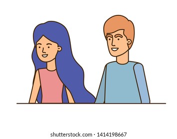 young couple in white background avatar character