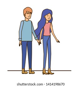 young couple in white background avatar character