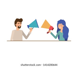 young couple in white background avatar character