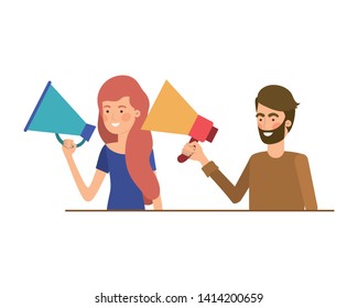 young couple in white background avatar character