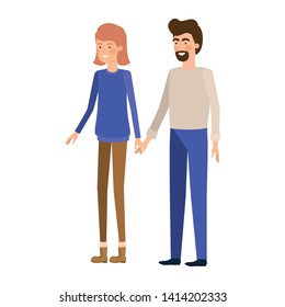 young couple in white background avatar character