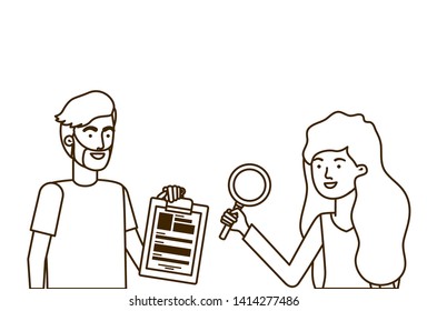 young couple in white background avatar character